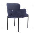 Matt Blue Metal Velvet Stoff Sylvie Essstuhl